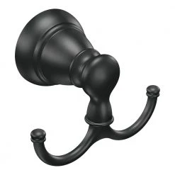 MOEN Banbury Round Bathroom Double Robe Hook in Matte Black