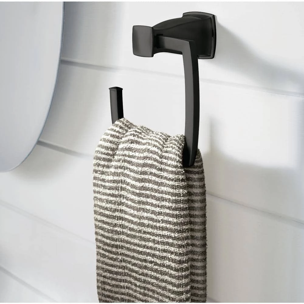 MOEN Hensley Towel Ring with Press and Mark in Matte Black 2 MOEN Hensley Towel Ring with Press and Mark in Matte Black - Image 2
