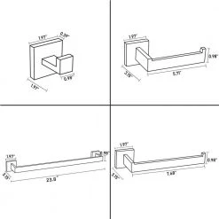 Ruiling 4-Piece Bath Hardware Set with Towel Bar Toilet Paper Holder Double Towel Hook in Stainless Steel Matte Black -Bathroom Accessories Sales matte black ruiling bathroom hardware sets atk 400 4f 1000