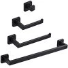 Ruiling 4-Piece Bath Hardware Set with Towel Bar Toilet Paper Holder Double Towel Hook in Stainless Steel Matte Black