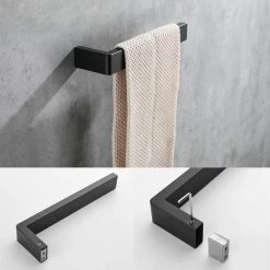 Ruiling 5-Piece Bath Hardware Set with Towel Bar Toilet Paper Holder and Towel Hook in Matte Black 9 Ruiling 5-Piece Bath Hardware Set with Towel Bar Toilet Paper Holder and Towel Hook in Matte Black -Bathroom Accessories Sales matte black ruiling bathroom hardware sets atk 420 4f 1000