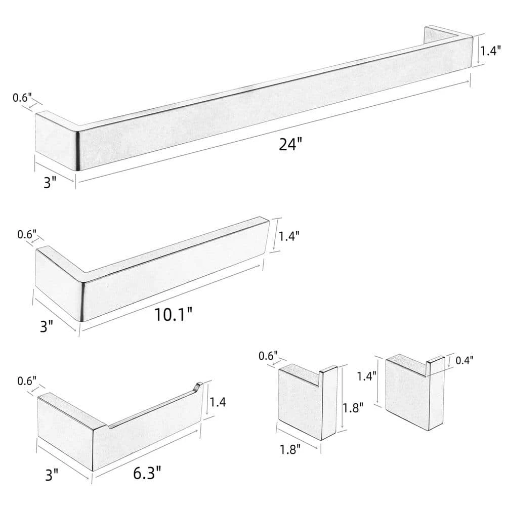 Ruiling 5-Piece Bath Hardware Set with Towel Bar Toilet Paper Holder and Towel Hook in Matte Black 7 Ruiling 5-Piece Bath Hardware Set with Towel Bar Toilet Paper Holder and Towel Hook in Matte Black - Image 7