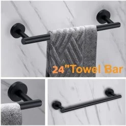 Ruiling 24 in. Wall mount Towel Bar in Stainless Steel Matte Black -Bathroom Accessories Sales matte black ruiling towel bars atk 192 1d 1000