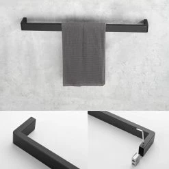Ruiling 24 in. Square Wall Mount Towel Bar in Stainless Steel Matte Black -Bathroom Accessories Sales matte black ruiling towel bars atk 292 1f 1000