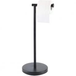 ACEHOOM Freestanding Stainless Steel Toilet Paper Holder in Matte Black