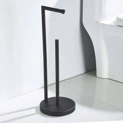 ACEHOOM Bathroom Freestanding Toilet Paper Holder Stand with Reserver in Matte Black -Bathroom Accessories Sales matte black toilet paper holders qht szj 1f 1000