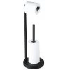 ACEHOOM Bathroom Freestanding Toilet Paper Holder Stand with Reserver in Matte Black