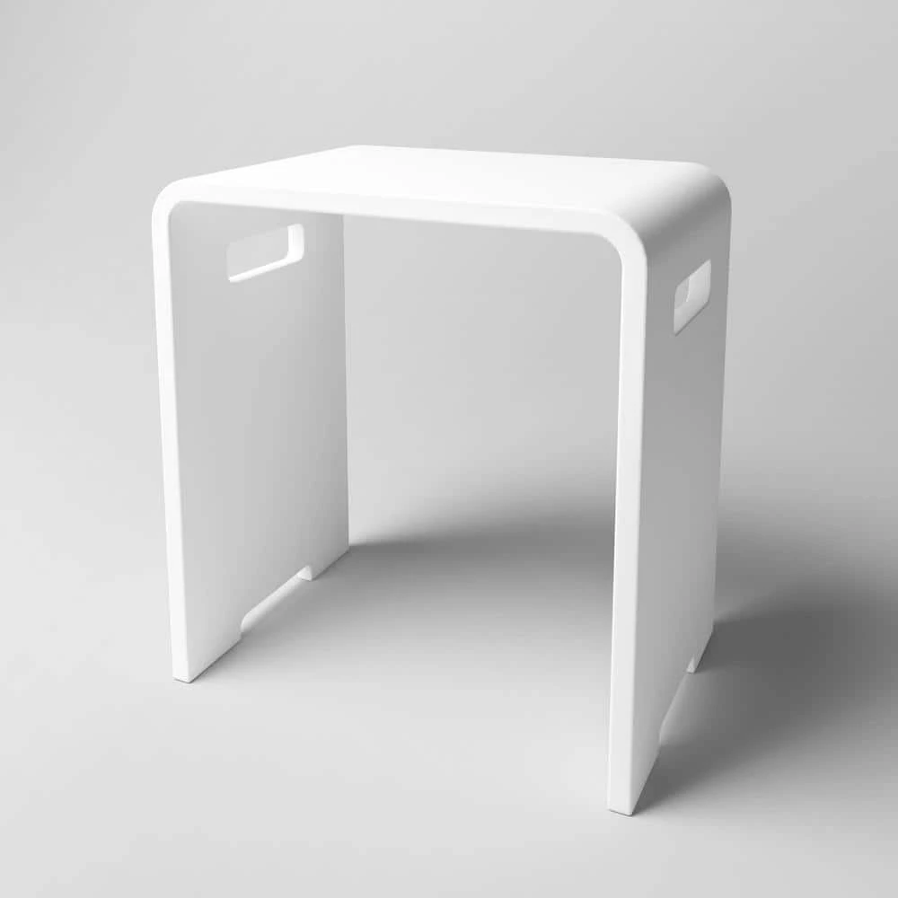 Dyconn Solid Surface Vanity Seat in Matte White 2 Dyconn Solid Surface Vanity Seat in Matte White - Image 2