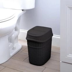 Bath Bliss 9.5 l Sailor Knot Swing Top Waste Bin in Matte Black -Bathroom Accessories Sales matteblack bath bliss bathroom trash cans 10110 matteblk 4f 1000