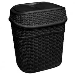 Bath Bliss 9.5 l Sailor Knot Swing Top Waste Bin in Matte Black