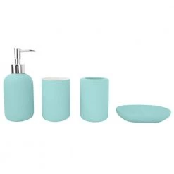 Home Basics 4-Piece Mason Jar Bath Accessory Set in Mint Green