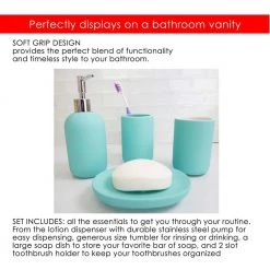 Home Basics 4-Piece Mason Jar Bath Accessory Set in Mint Green -Bathroom Accessories Sales mint home basics bathroom accessory sets hdc51460 76 1000