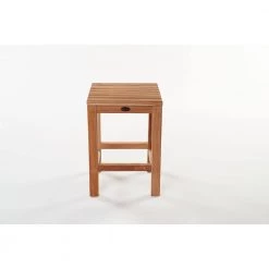 Unbranded 12 in. W Gala Bathroom Shower Foot Bench for Shaving in Natural Teak -Bathroom Accessories Sales natural bathtub accessories gbch082 1f 1000