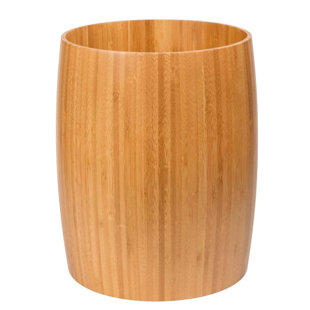 Creative Home Natural Bamboo Barrel Shaped Bathroom Waste Basket Garbage Container Recycle Bin in Natural 4 Creative Home Natural Bamboo Barrel Shaped Bathroom Waste Basket Garbage Container Recycle Bin in Natural - Image 4
