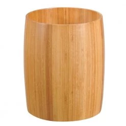 Creative Home Natural Bamboo Barrel Shaped Bathroom Waste Basket Garbage Container Recycle Bin in Natural