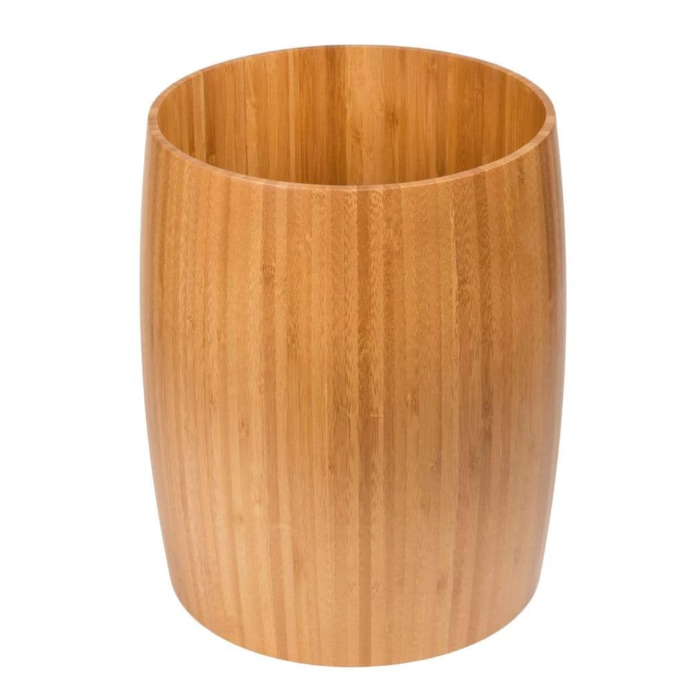 Creative Home Natural Bamboo Barrel Shaped Bathroom Waste Basket Garbage Container Recycle Bin in Natural 2 Creative Home Natural Bamboo Barrel Shaped Bathroom Waste Basket Garbage Container Recycle Bin in Natural - Image 2