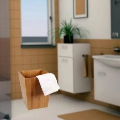Creative Home Natural Bamboo Waste Basket, Garbage Container Recycle Trash Bin -Bathroom Accessories Sales natural finish creative home bathroom trash cans 63067 31 1000