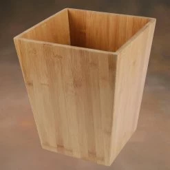 Creative Home Natural Bamboo Waste Basket, Garbage Container Recycle Trash Bin -Bathroom Accessories Sales natural finish creative home bathroom trash cans 63067 4f 1000