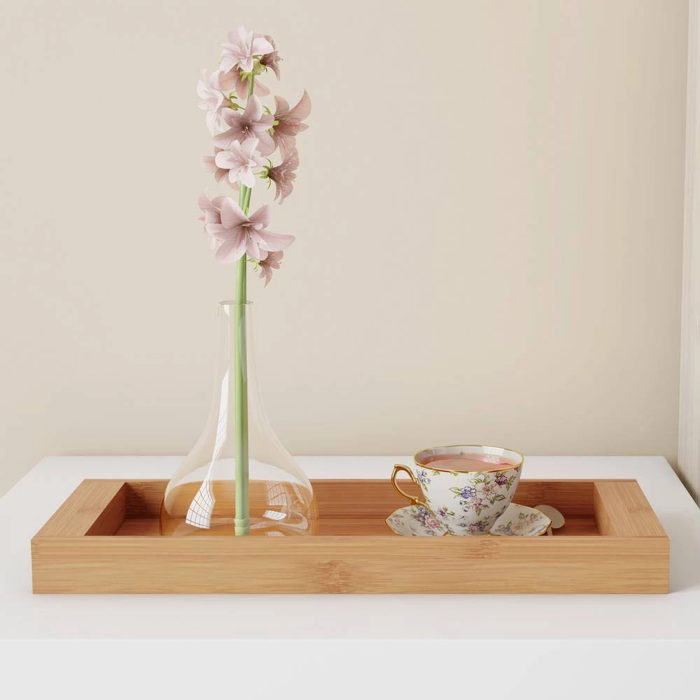 Lavish Home Bamboo Bathroom Tray in Natural Brown 2-Pack 6 Lavish Home Bamboo Bathroom Tray in Natural Brown 2-Pack - Image 6