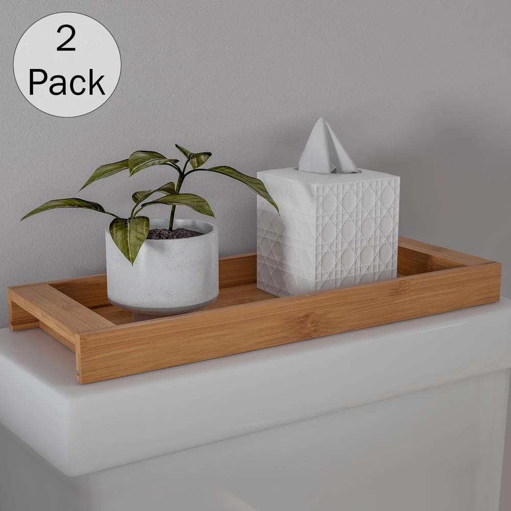 Lavish Home Bamboo Bathroom Tray in Natural Brown 2-Pack 5 Lavish Home Bamboo Bathroom Tray in Natural Brown 2-Pack - Image 5