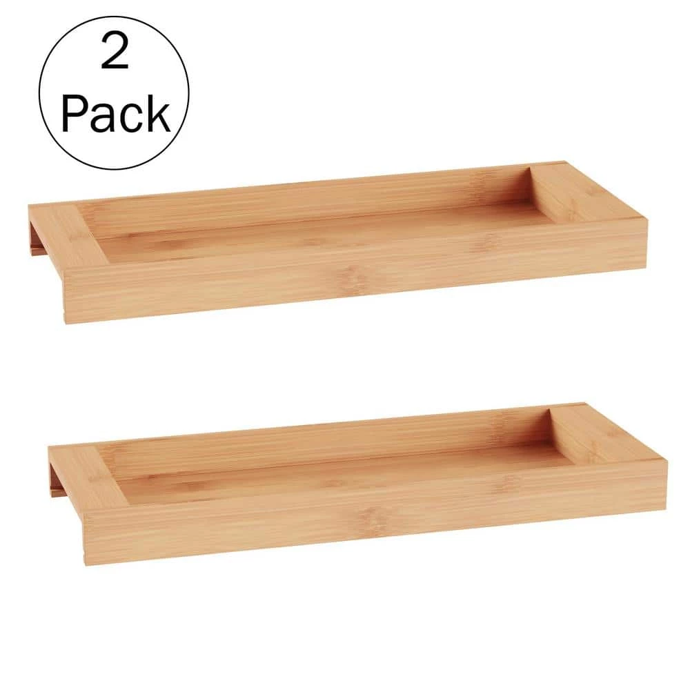 Lavish Home Bamboo Bathroom Tray in Natural Brown 2-Pack 1 Lavish Home Bamboo Bathroom Tray in Natural Brown 2-Pack