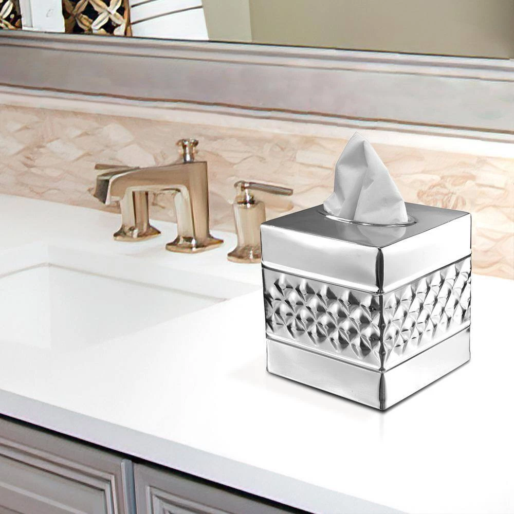 Monarch Abode Handcrafted Geometric Metal Tissue Box Cover in Nickel Chrome 8 Monarch Abode Handcrafted Geometric Metal Tissue Box Cover in Nickel Chrome - Image 8