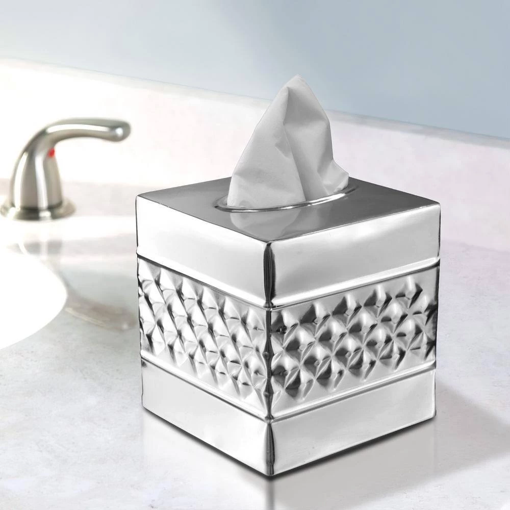 Monarch Abode Handcrafted Geometric Metal Tissue Box Cover in Nickel Chrome 7 Monarch Abode Handcrafted Geometric Metal Tissue Box Cover in Nickel Chrome - Image 7