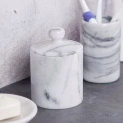 Creative Home Natural Marble Cotton Ball Swab Holder Bathroom Accessory Storage Jar Canister Off-White 9 Creative Home Natural Marble Cotton Ball Swab Holder Bathroom Accessory Storage Jar Canister Off-White -Bathroom Accessories Sales off white creative home bathroom storage containers 32467 1f 1000