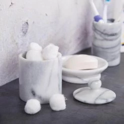 Creative Home Natural Marble Cotton Ball Swab Holder Bathroom Accessory Storage Jar Canister Off-White 10 Creative Home Natural Marble Cotton Ball Swab Holder Bathroom Accessory Storage Jar Canister Off-White -Bathroom Accessories Sales off white creative home bathroom storage containers 32467 44 1000