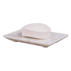 Creative Home Taj Natural Marble Rectangular Soap Dish Soap Tray Holder in Off-White