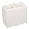 Creative Home Natural Marble Rectangular Toothbrush Holder, Makeup Brush Organizer for Bathroom Countertop Organize, Off-White