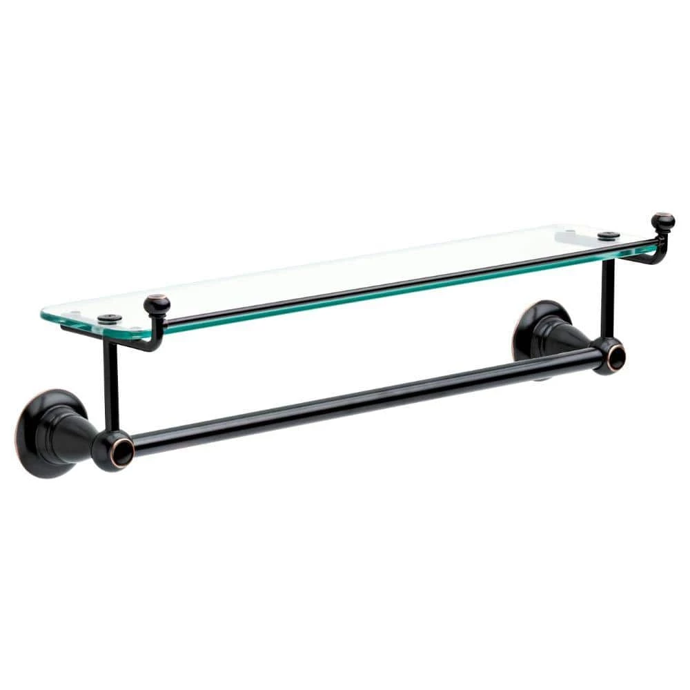 Delta Porter 18 in. Towel Bar with Glass Shelf in Oil Rubbed Bronze 1 Delta Porter 18 in. Towel Bar with Glass Shelf in Oil Rubbed Bronze