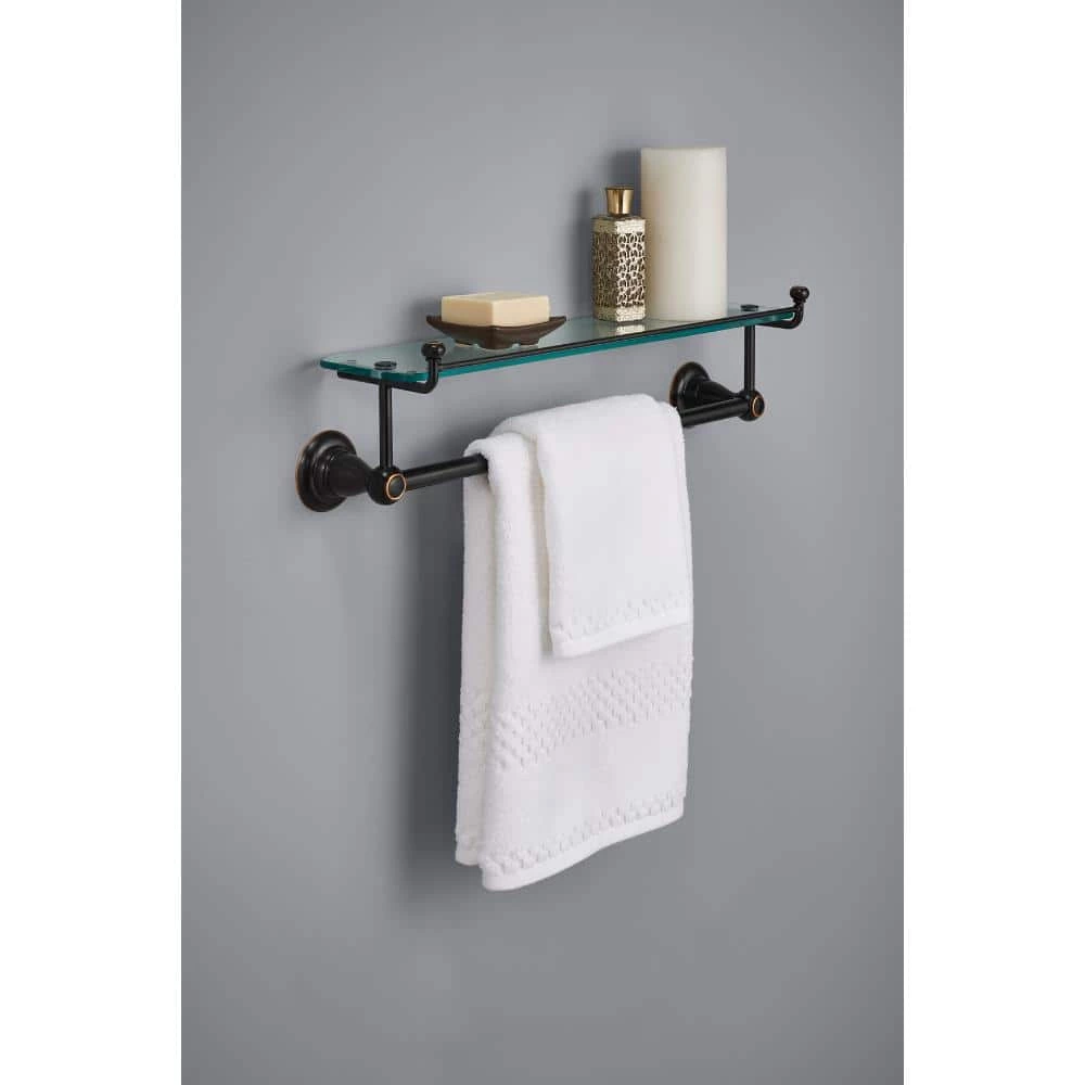 Delta Porter 18 in. Towel Bar with Glass Shelf in Oil Rubbed Bronze 2 Delta Porter 18 in. Towel Bar with Glass Shelf in Oil Rubbed Bronze - Image 2