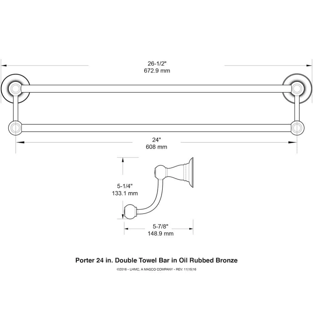 Delta Porter 24 in. Double Towel Bar in Oil Rubbed Bronze 9 Delta Porter 24 in. Double Towel Bar in Oil Rubbed Bronze - Image 9