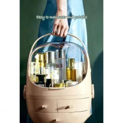 EModernDecor CozyBlock Small Modern Makeup Container Cosmetic Display Showcase Box Dustproof Makeup Organizer Portable Storage Drawer -Bathroom Accessories Sales pink emoderndecor makeup organizers muo 1972 pink s 4f 1000