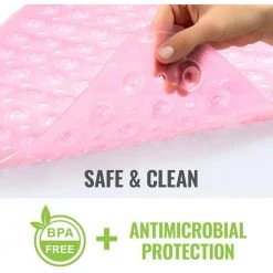HealthSmart Clear Bath Mat, 15.5 in x 40 in, with 200 suction cups, in Pink -Bathroom Accessories Sales pink healthsmart bathtub accessories 523 1740 0095 1f 1000