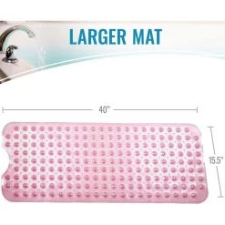HealthSmart Clear Bath Mat, 15.5 in x 40 in, with 200 suction cups, in Pink -Bathroom Accessories Sales pink healthsmart bathtub accessories 523 1740 0095 44 1000