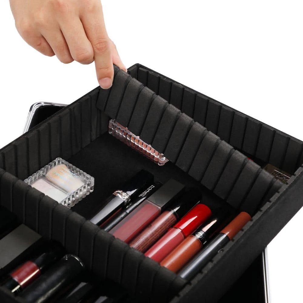 Aoibox 4-in-1 Aluminum Cosmetic Organizer Box Makeup Travel Case in Pink 9 Aoibox 4-in-1 Aluminum Cosmetic Organizer Box Makeup Travel Case in Pink - Image 9