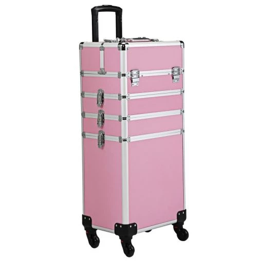 Aoibox 4-in-1 Aluminum Cosmetic Organizer Box Makeup Travel Case in Pink 2 Aoibox 4-in-1 Aluminum Cosmetic Organizer Box Makeup Travel Case in Pink -Bathroom Accessories Sales pink makeup organizers snmx2566 64 1000