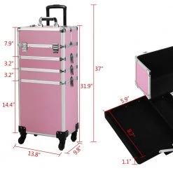 Aoibox 4-in-1 Aluminum Cosmetic Organizer Box Makeup Travel Case in Pink 16 Aoibox 4-in-1 Aluminum Cosmetic Organizer Box Makeup Travel Case in Pink -Bathroom Accessories Sales pink makeup organizers snmx2566 66 1000