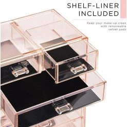 Sorbus Freestanding 6 Drawer 6.25 in. x 14.25 in. 1-Cube Cosmetic Organizer in Pink Acrylic -Bathroom Accessories Sales pink sorbus makeup organizers mup set 42pi fa 1000
