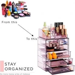 Sorbus Freestanding 6-Drawer 6.25 in. x 14.25 in. 1-Cube Acrylic Cosmetic Organizer in Purple -Bathroom Accessories Sales purple sorbus makeup organizers mup set 42pu 76 1000