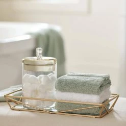 Home Details Geometric Design Mirror Vanity Tray in Gold -Bathroom Accessories Sales satin gold home details bathroom trays 26418 sgold 4f 1000