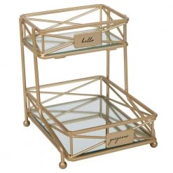 Home Details 2 Tier Sleek Vanity Tower in Satin Gold