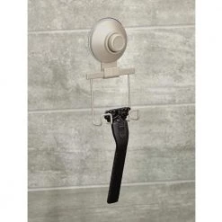 IDESIGN Everett Push Lock Suction Razor Holder in Satin -Bathroom Accessories Sales satin idesign soap dishes 23799cx 4f 1000