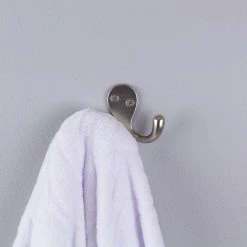 Everbilt Satin Nickel Double Robe Hook -Bathroom Accessories Sales satin nickel everbilt hooks 15098 1f 1000