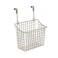 Spectrum Grid 10.125 in. W x 6.625 in. D x 11.25 in. H Over the Cabinet Medium Basket in Satin Nickel Powder Coat -Bathroom Accessories Sales satin nickel spectrum makeup organizers 56277 77 1000