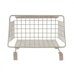 Spectrum Grid 10.125 in. W x 6.625 in. D x 11.25 in. H Over the Cabinet Medium Basket in Satin Nickel Powder Coat -Bathroom Accessories Sales satin nickel spectrum makeup organizers 56277 a0 1000