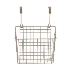 Spectrum Grid 10.125 in. W x 6.625 in. D x 11.25 in. H Over the Cabinet Medium Basket in Satin Nickel Powder Coat -Bathroom Accessories Sales satin nickel spectrum makeup organizers 56277 c3 1000
