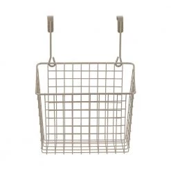 Spectrum Grid 10.125 in. W x 6.625 in. D x 14 in. H Over the Cabinet Large Basket in Satin Nickel Powder Coat -Bathroom Accessories Sales satin nickel spectrum makeup organizers 56377 c3 1000